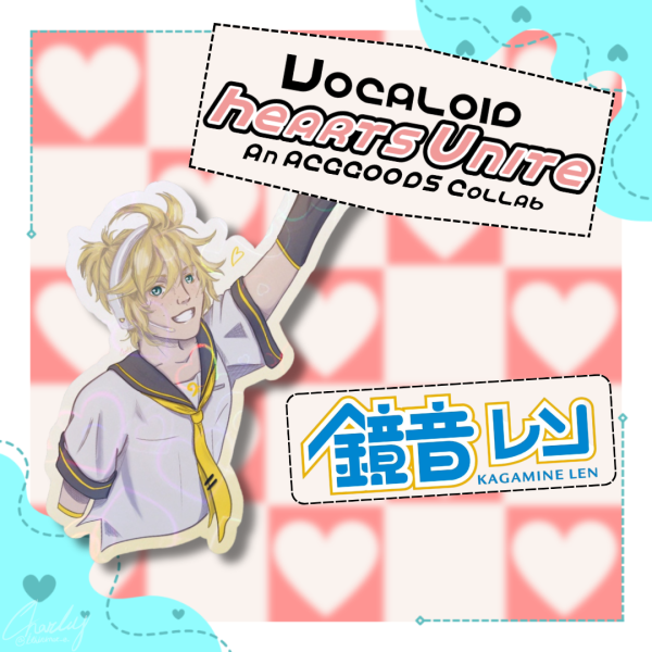Kagamine Len Heart Holo Die Cut Sticker