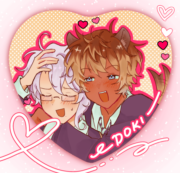 Azul + Ruggie Heart Badge Pin // Rugzul Heart Pin