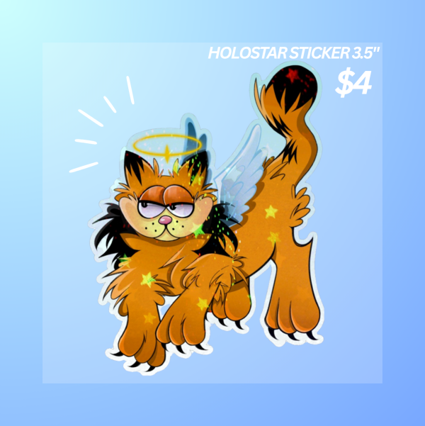 Garfield Angel Holostar Vinyl Sticker 3.5"