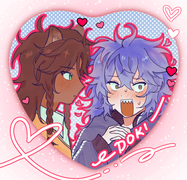 Leona + Idia Heart Badge Pin // Leoide Heart Pin