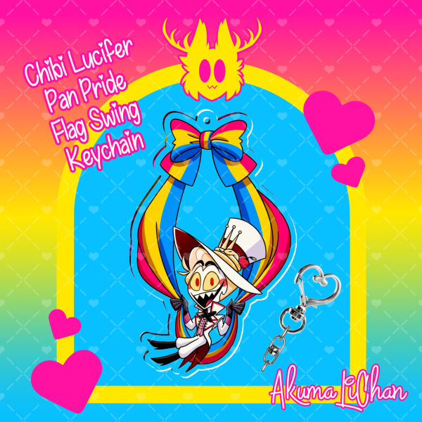 Chibi Lucifer Pan Pride Flag Swing Keychain