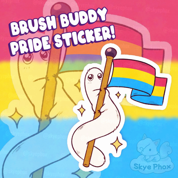 Brush Buddy Pansexual Pride! | Die Cut Sticker