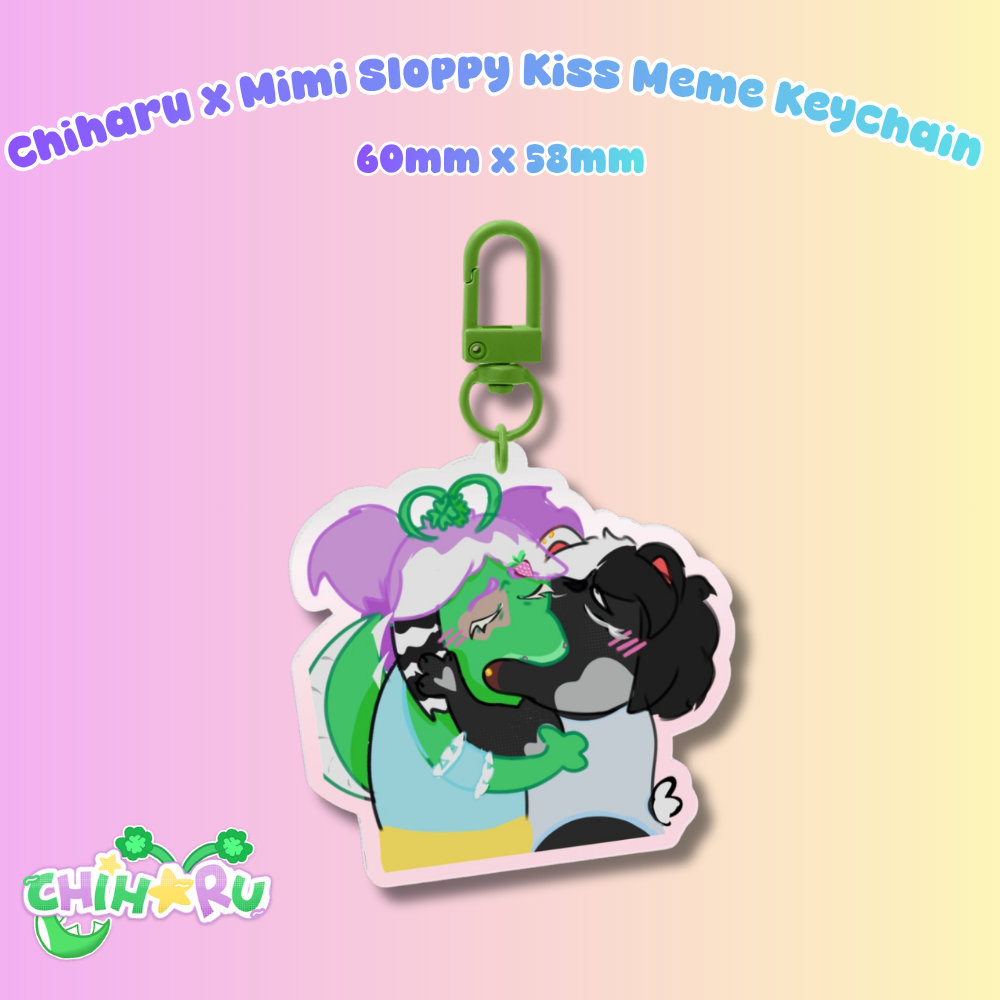 Chiharu x Mimi Sloppy Kiss Meme Clear Acrylic Keychain