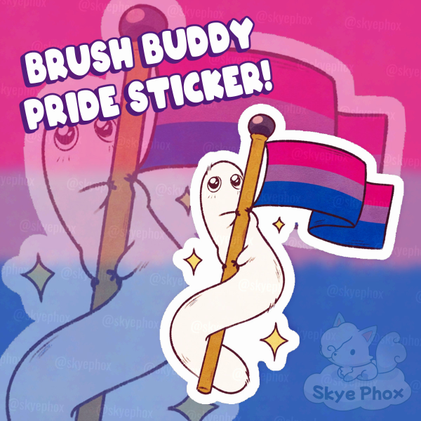 Brush Buddy Bisexual Pride! | Die Cut Sticker