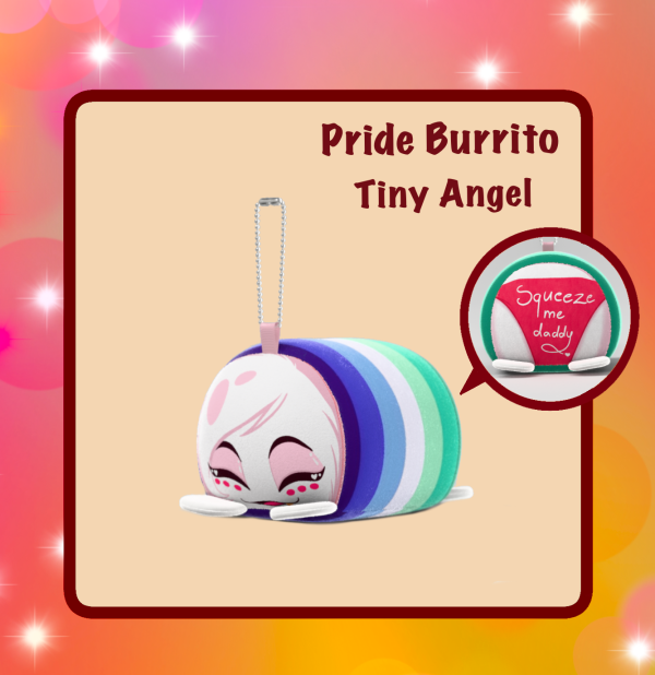 Angel Dust – Squeaky Pride Burrito – Plush Keychain