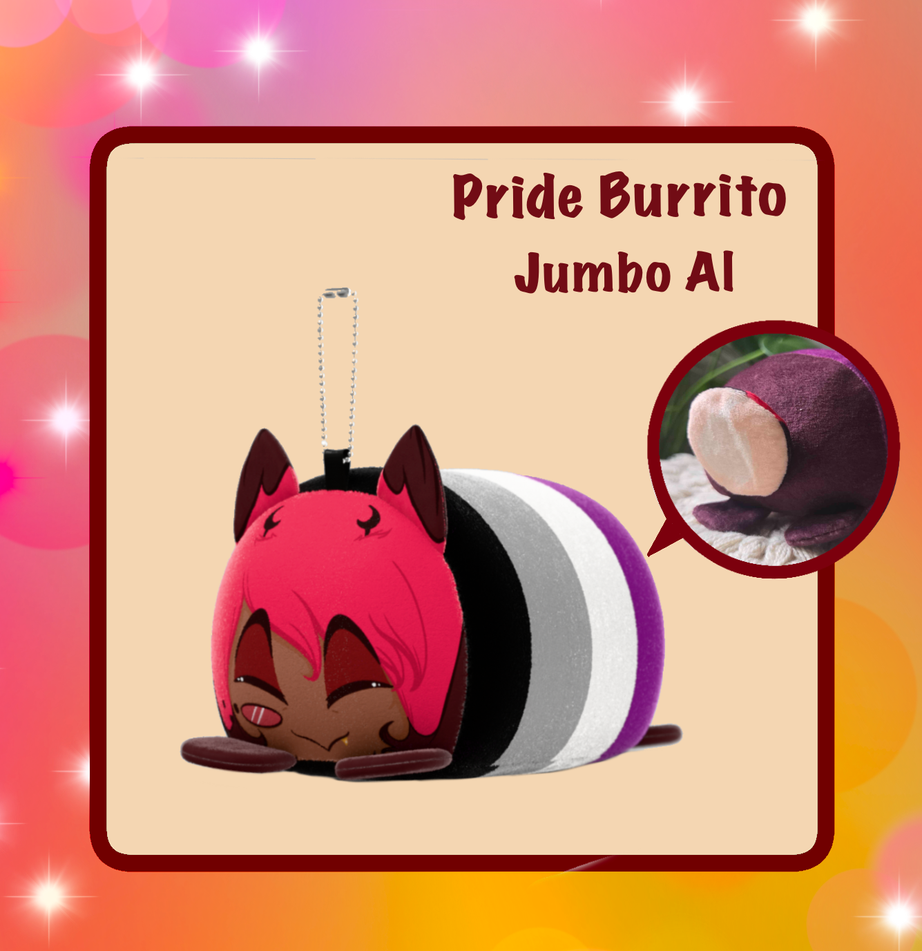 JUMBO Alastor – Squeaky Pride Burrito – Plush Keychain