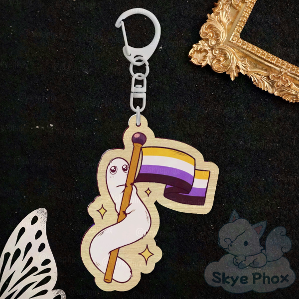 Brush Buddy Non-binary Pride! | Wood Keychain