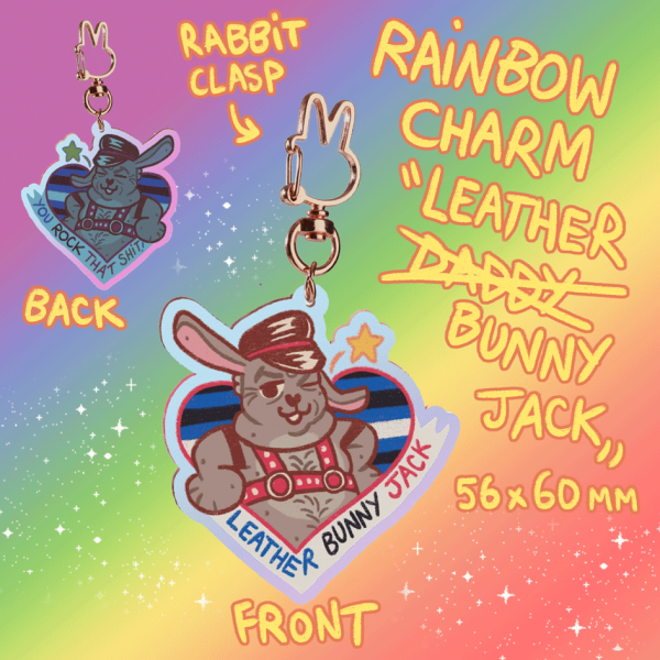 "Leather Bunny Jack" Rainbow Acrylic Keychains
