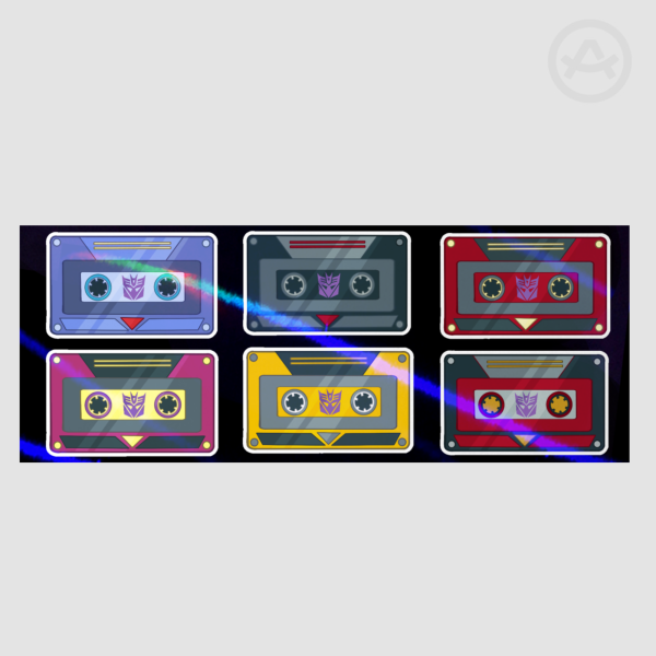Holographic Cassette Sticker Sheet: Transformers Minicons