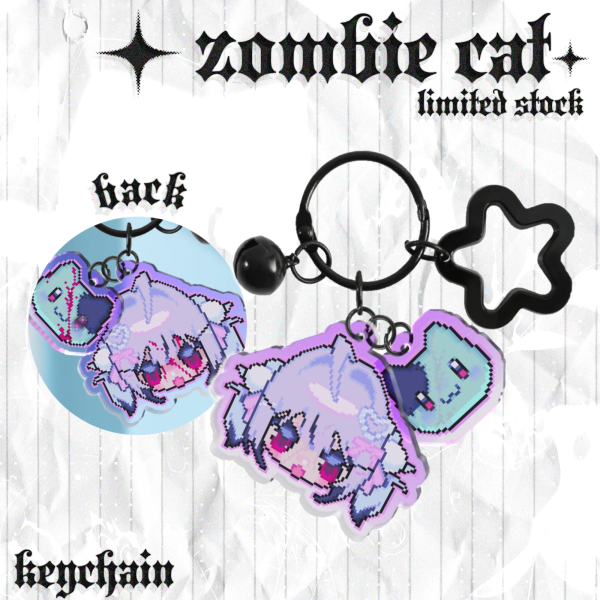 ♡ Zombie Cat Acrylic 2-Piece Keychain ⊹ ࣪ ˖