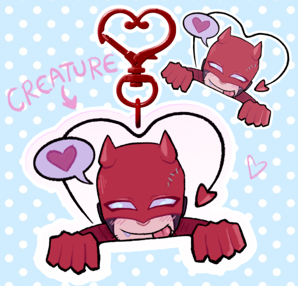 Daredevil peeking keychain