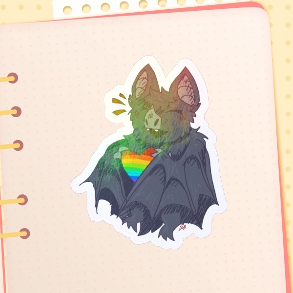 Pride Heart Bat Die Cut Stickers