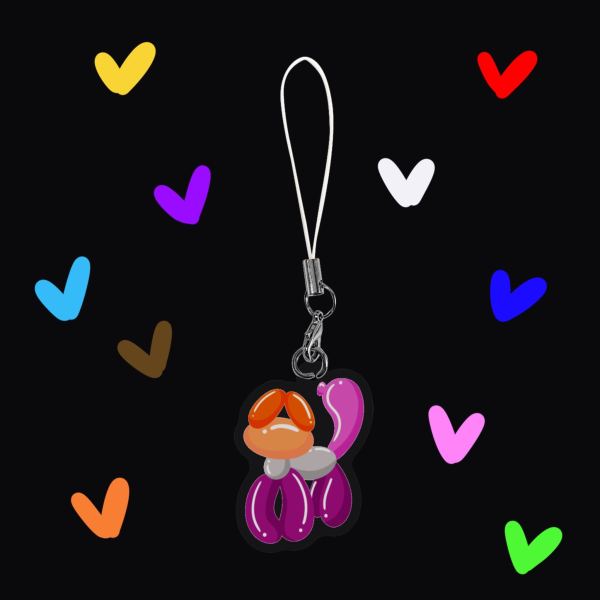 Lesbian Balloon cat  Epoxy Clear Acrylic Keychains