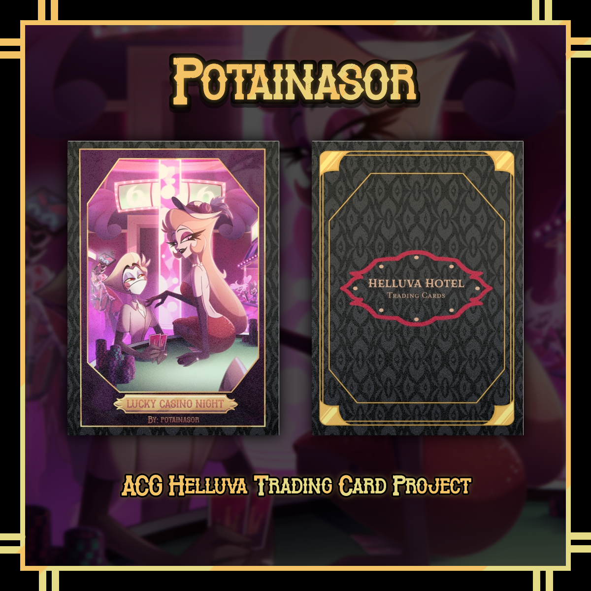 Lucky Casino Night 🎵🍎🎰| Hazbin Hotel Photocards | Potainasor 🖤✨️❤️