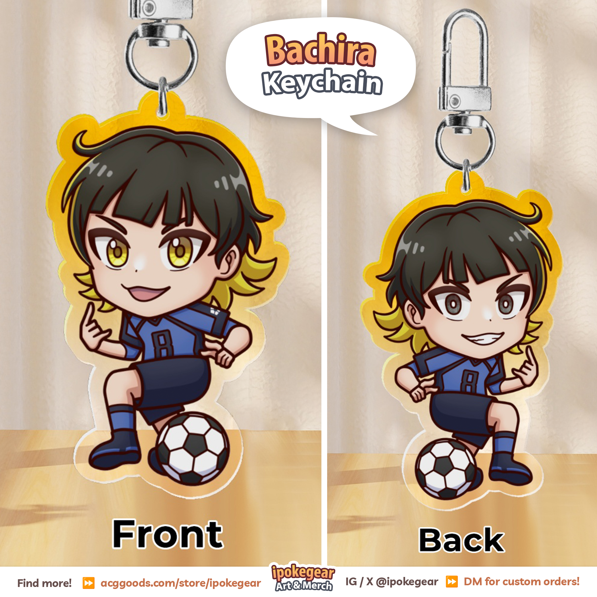 Bachira Keychain (2-Sided) Blue Lock