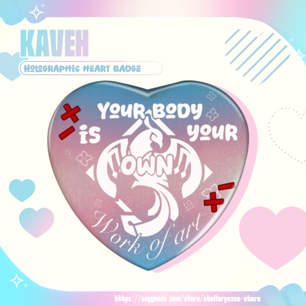 Trans Kaveh Heart Holographic Badge