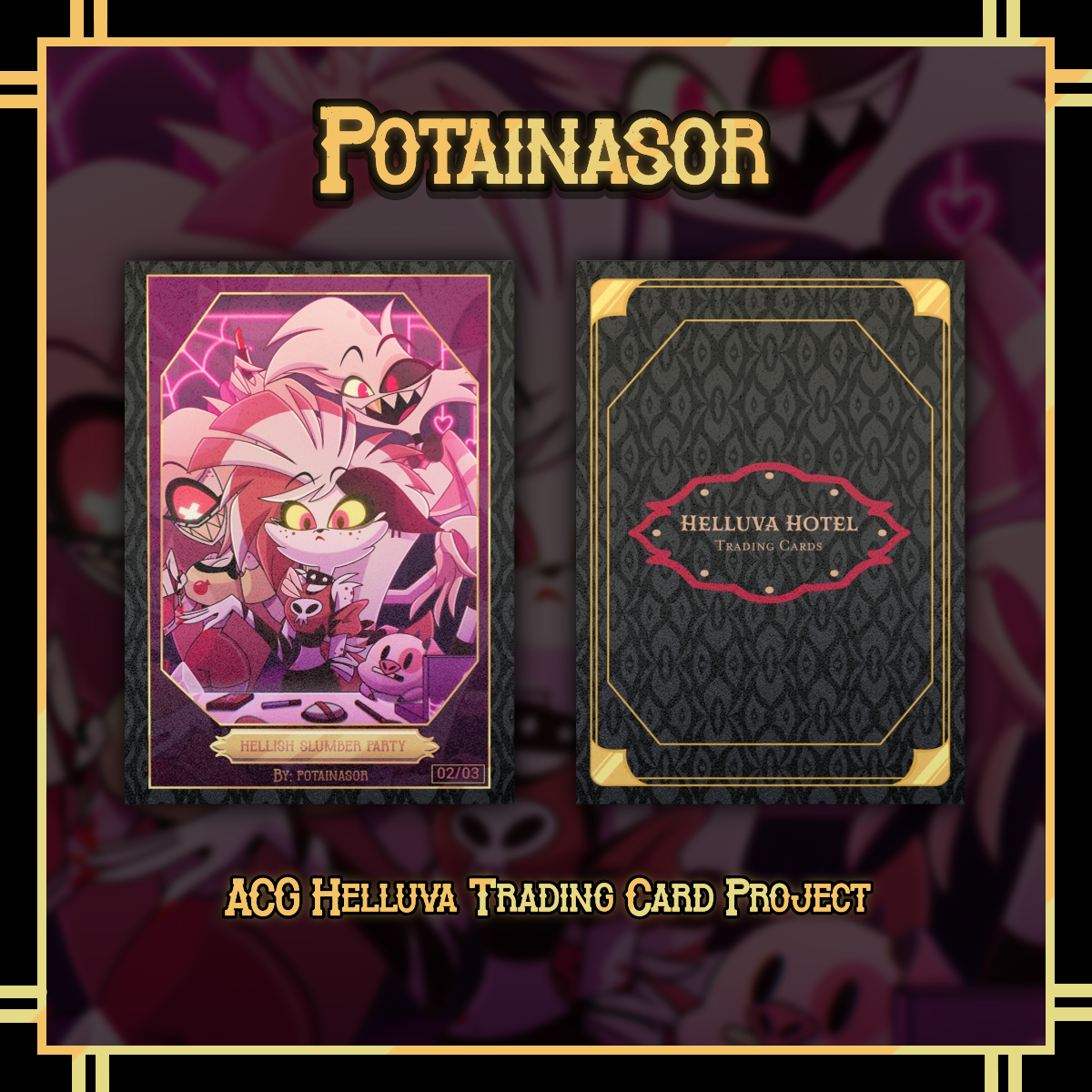 Hellish Slumber Party 🩷🍒💀 | Hazbin Hotel Photocards | Potainasor 🖤✨️❤️