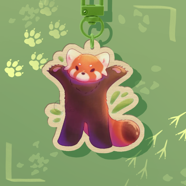 Red Panda - Wooden Keychain