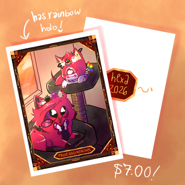 Pride and Roaches || Hazbin Hotel Alastor and Niffty Cat Fan Card