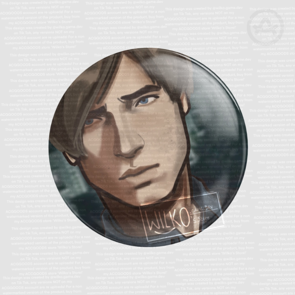Leon S. Kennedy Resident Evil 2 Fanart Round Badge (GLOSS)