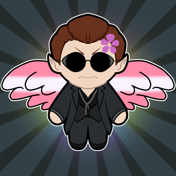 PRIDE Good Omens Crowley sticker sapphic flag