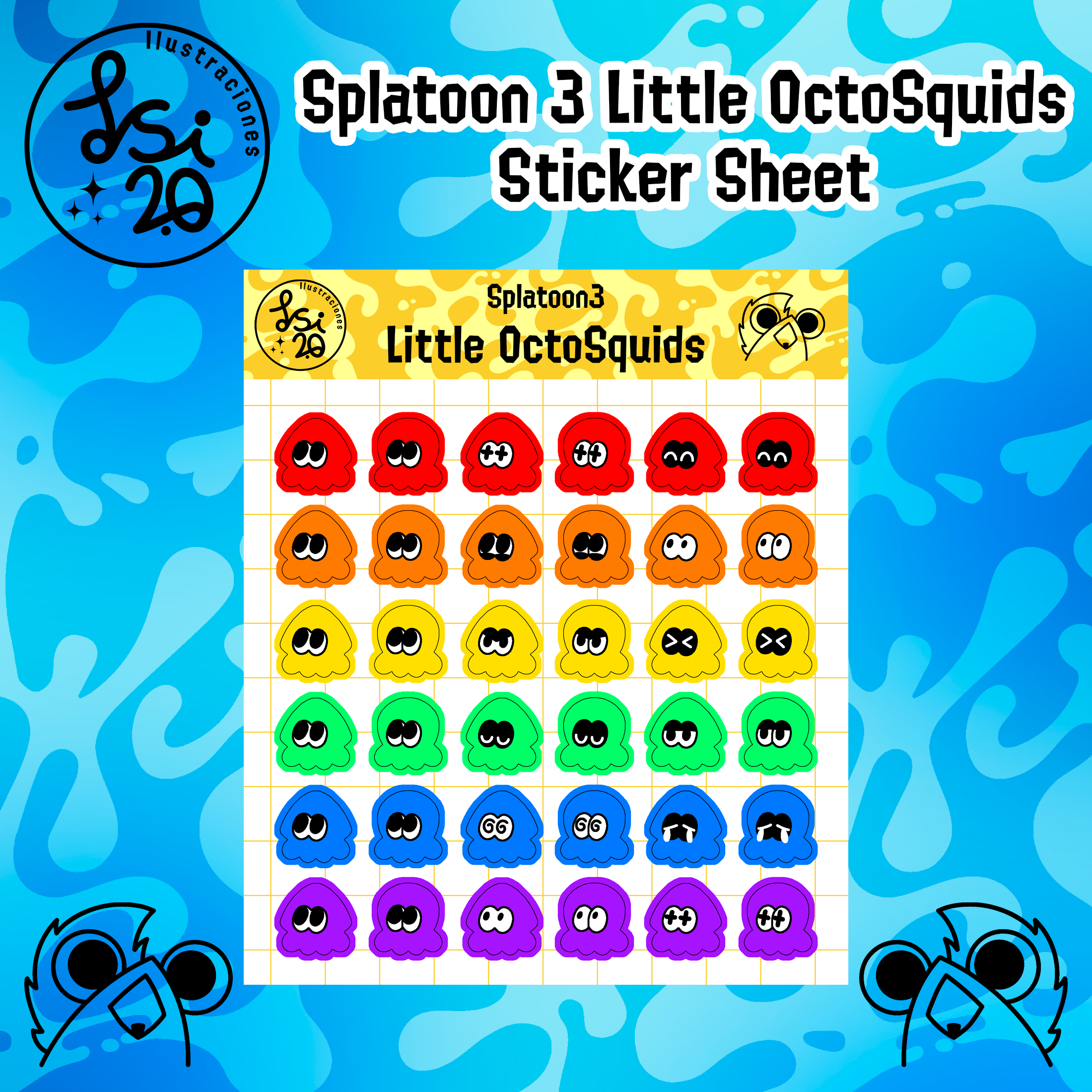 Splatoon 3 Little OctoSquids Sticker Sheet