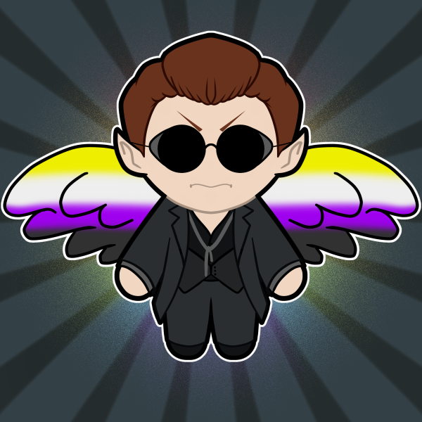 PRIDE Good Omens Crowley sticker nonbinary flag