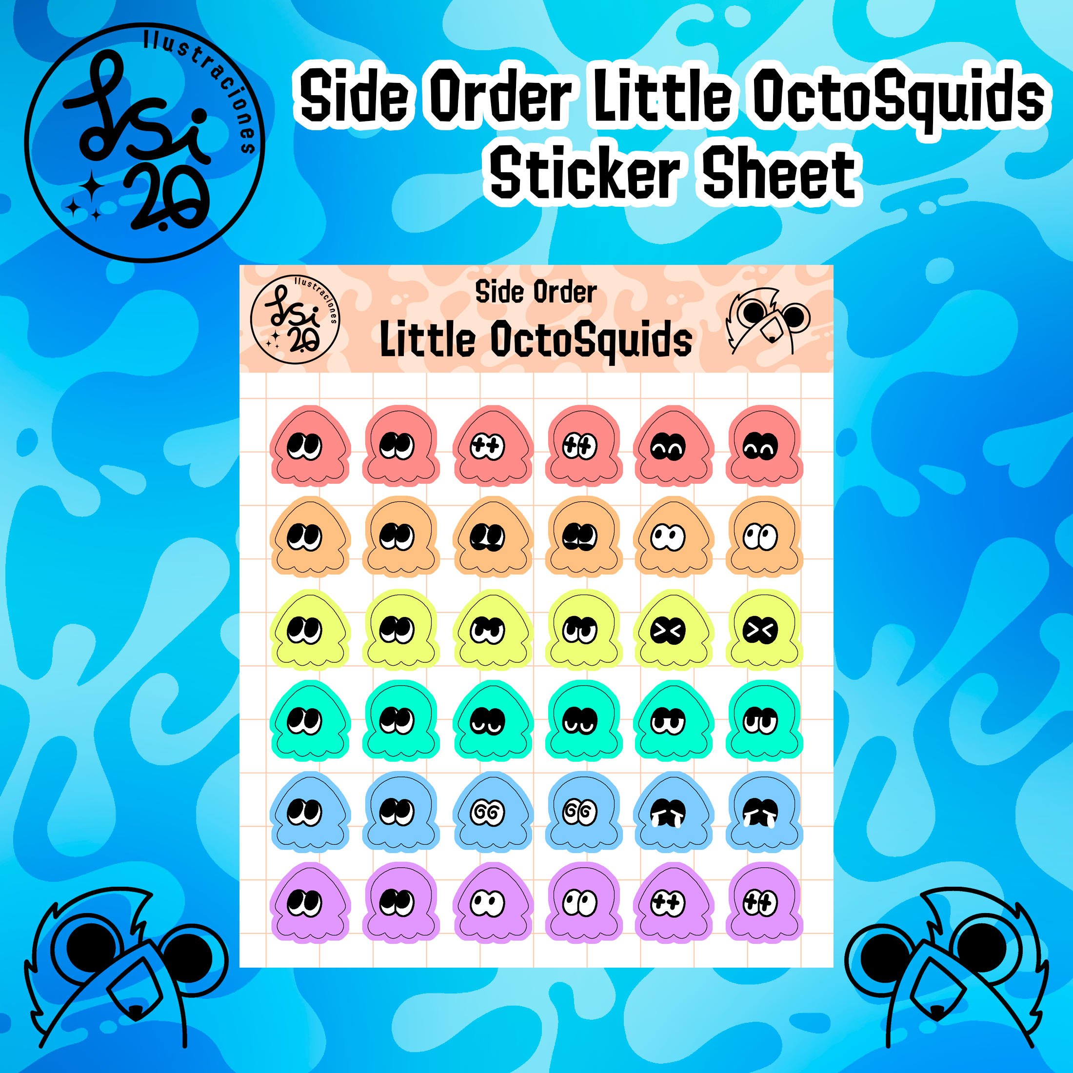 Side Order Little OctoSquids Sticker Sheet