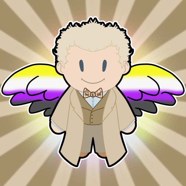 PRIDE Good Omens Aziraphele sticker nonbinary flag