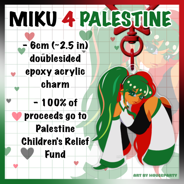 VOCALOID | Miku 4 Palestine Epoxy Acrylic Charm [PCRF]