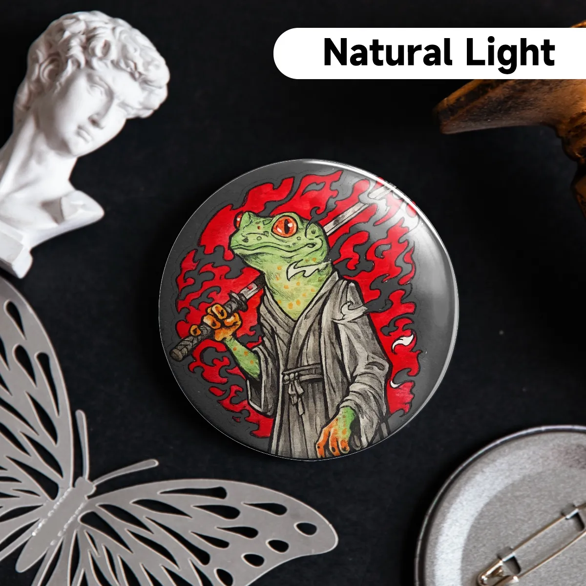 Holographic Badge Samurai frog