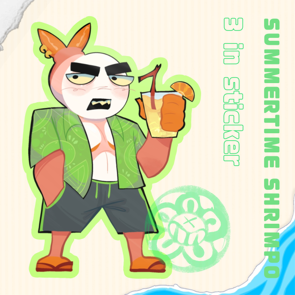 Summertime Shrimpo Sticker