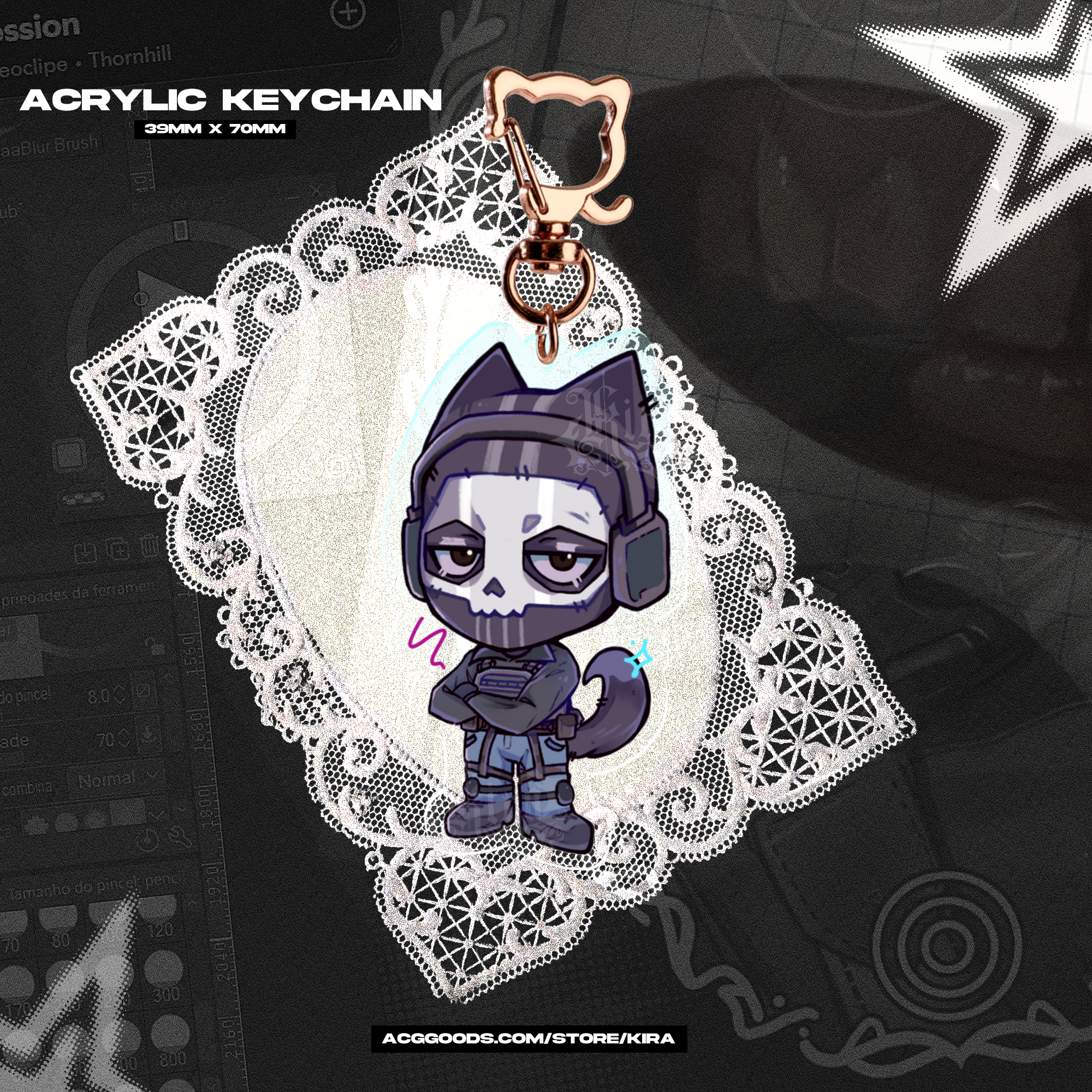 Cat Ghost - Acrylic Keychains - COD
