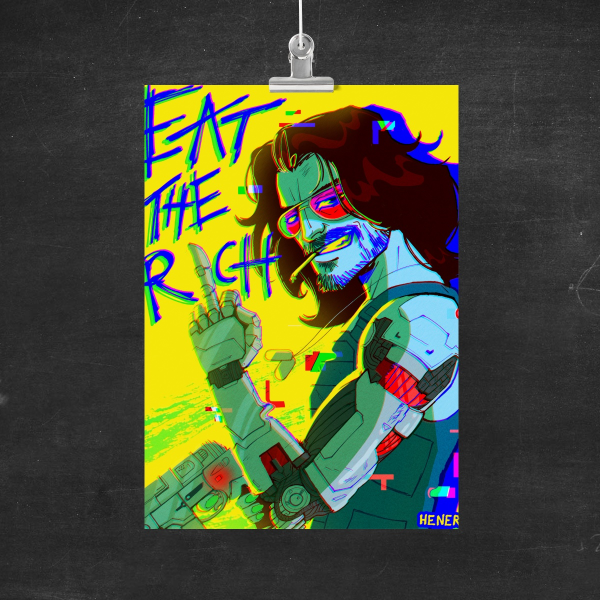 Johnny Silverhand - Revolution - Cyberpunk 2077 Print A5