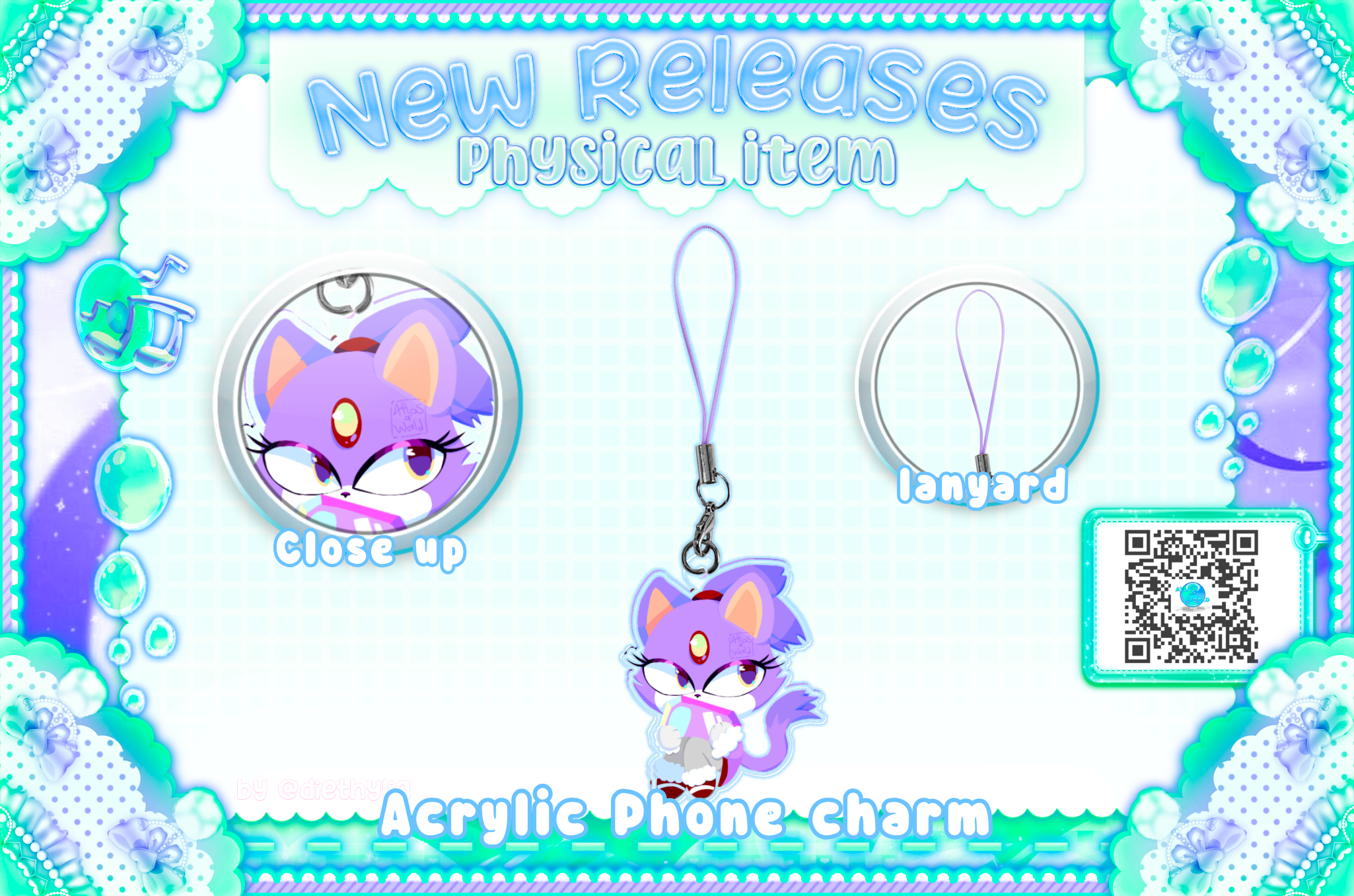 Blaze the cat hug sol emerald/ acrylic phone charm
