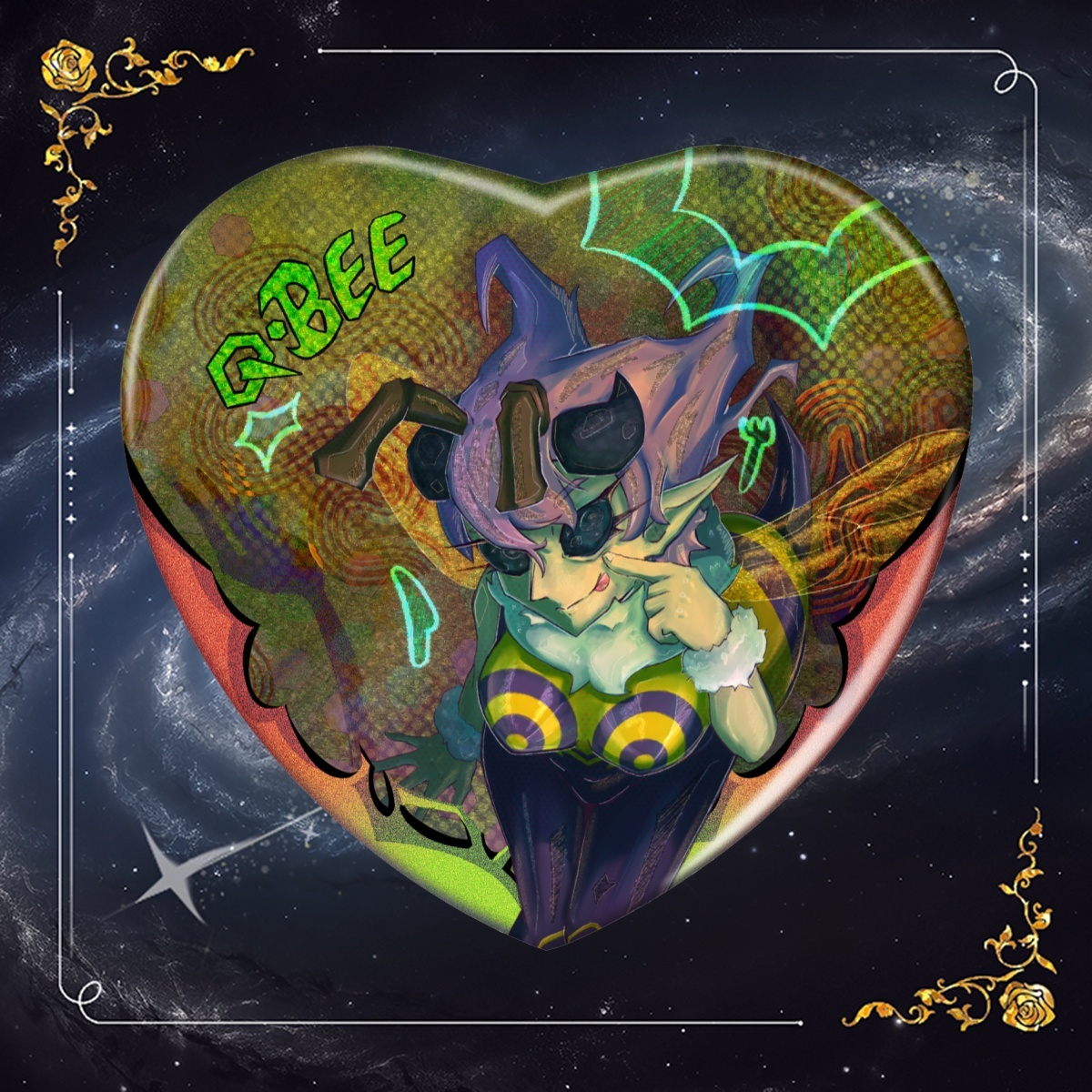 Darkstalkers - Q Bee - Heart Badge