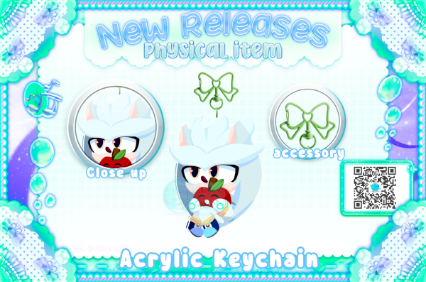 Silver the hedgehog hug apple chibi / acrylic keychain