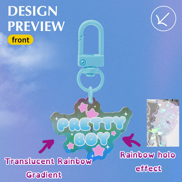 "Pretty Boy" Rainbow Holo Keychain