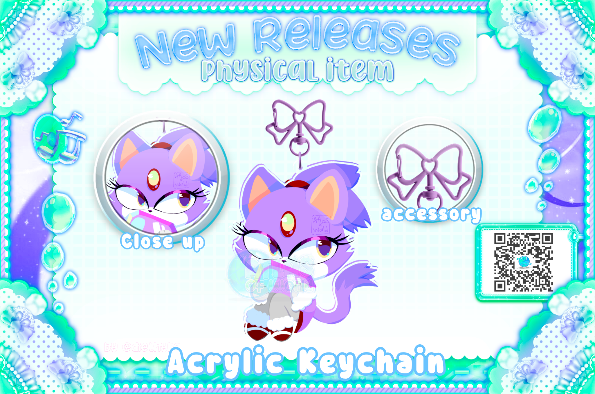 Blaze the cat hug sol emerald/ acrylic keychain
