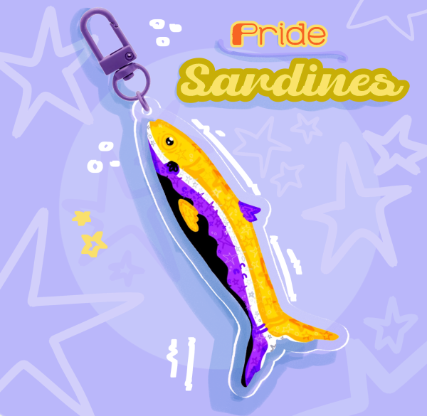 Pride Sardines - Nonbinary Flag | Clear Acrylic Keychains
