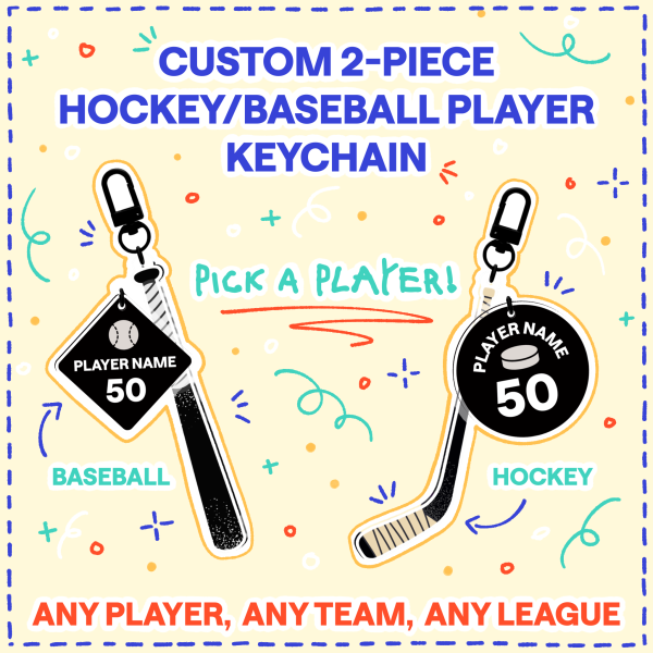 Custom 2-Piece Hockey/Baseball Player Keychain (YCH)