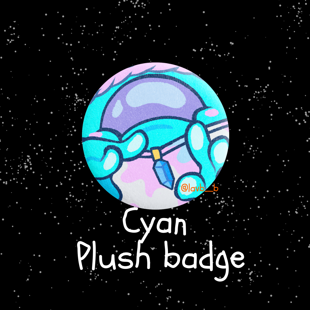 Cyan Plush Badge (58mm)