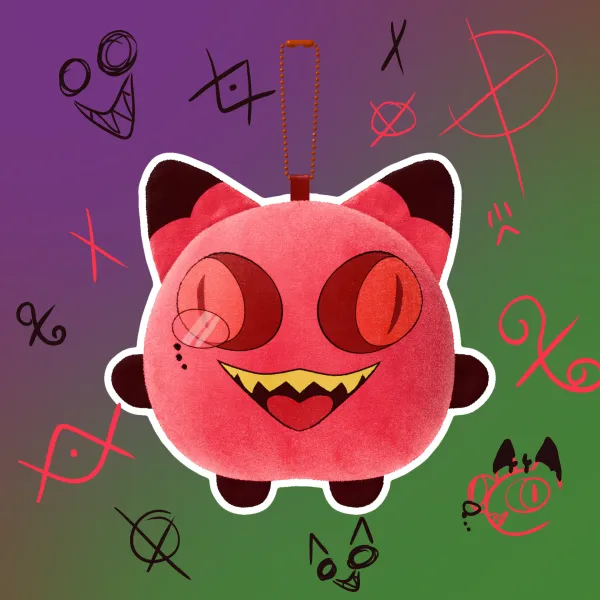 Cursed Cat Mochi Face Plush Keychain