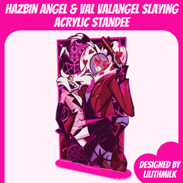 Hazbin Hotel Angel Dust Valentino ValAngel Slaying Together Acrylic Standee