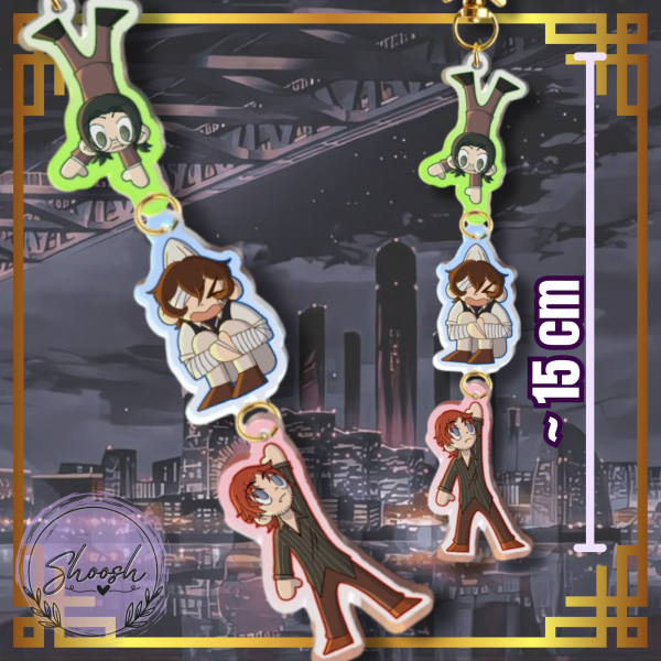 PM Trio (Dazai, Odasaku and Ango) Connection Acrylic Keychains