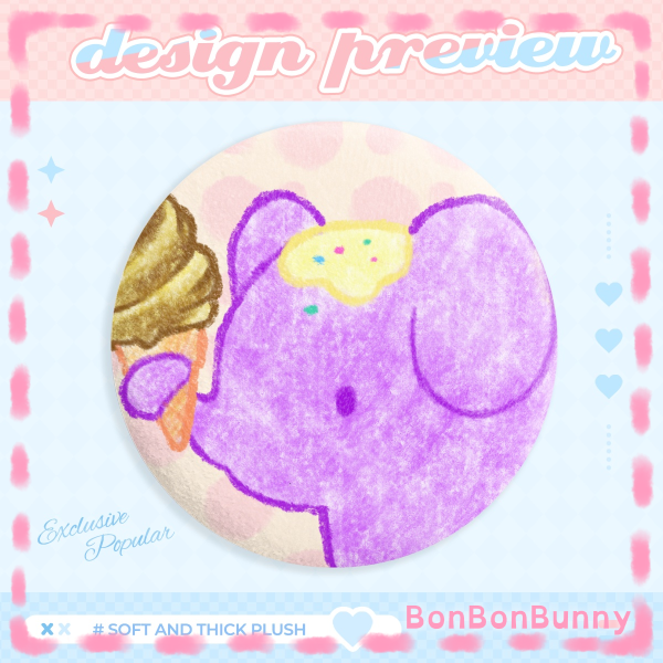Ice Cream Elephant Plush Pin