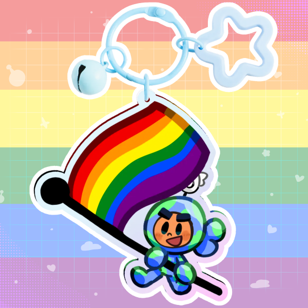 Archie with Rainbow flag Acrylic Keychain