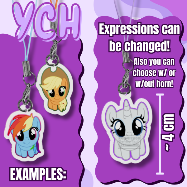 [YCH] MLP My Little Pony Phone Charm Clear Acrylic Keychains