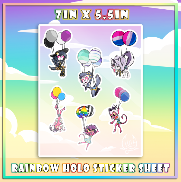 Floating Pride || Rainbow Holo || Paper Stickers Sheet