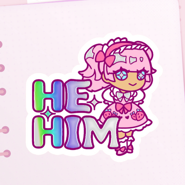 He/Him Cute Hot Foil Stickers